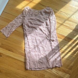 Max Studio Blush Lace Long Sleeve Dress